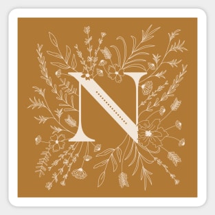 Botanical Letter N (Mustard Yellow) Sticker